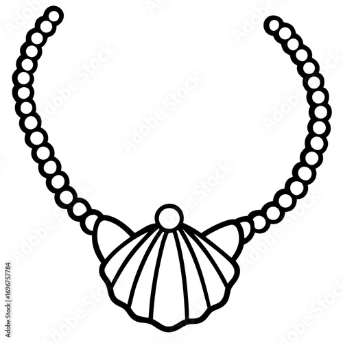 Elegant shell necklace jewelry design, perfect for summer fashion accessories, create a classic and timeless look with this beautiful pearl necklace, adorn your style with grace