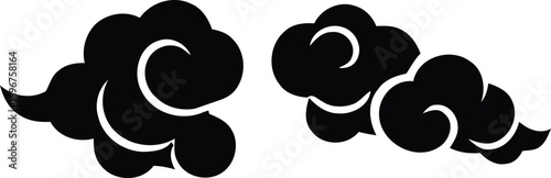 Elegant Black Clouds Design A Pair of Stylish Chinese Icons