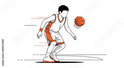 Dynamic Basketball Player in Action With Ball, Ready For Intense Game or Play