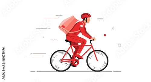 Courier Delivering Package On Bicycle: Fast Transportation And Eco-Friendly Delivery Service