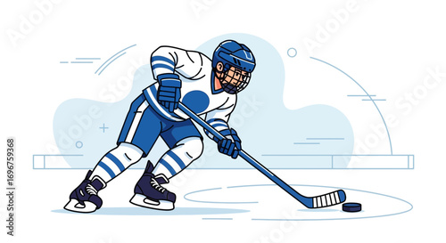 Dynamic Hockey Player Silhouetted During a Sporting Moment, Executing Powerful Actions