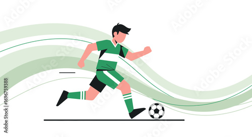 Dynamic Illustration of Soccer Player in Action Kicking the Ball With Skillful Accuracy