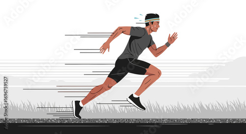 Dynamic Runner in Motion Creating a Vivid Visual Depicting Action and Exercise Vigorously