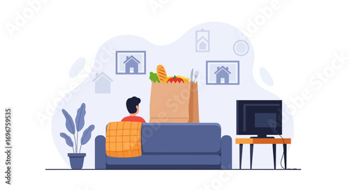 Cozy Evening At Home: Relaxing With Grocery Delivery, Entertainment, And Comfort