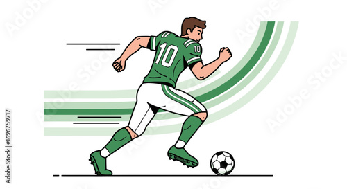Dynamic Soccer Player in Action: A Modern Graphic Depiction of Athletics and Movement