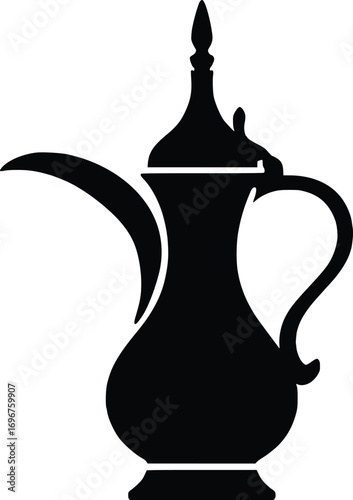 Silhouette of traditional arabic dallah coffee pot iconic symbol of middle eastern hospitality