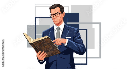 Educated Professional Explores A Timeless Tome, Embodying Intellectual Curiosity and Leadership