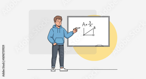 Education And Learning Concept With An Illustration Of A Lecturer Explaining Mathematical