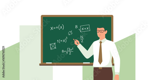 Educator Illustrating Mathematical Concepts On Chalkboard During Teaching Activities