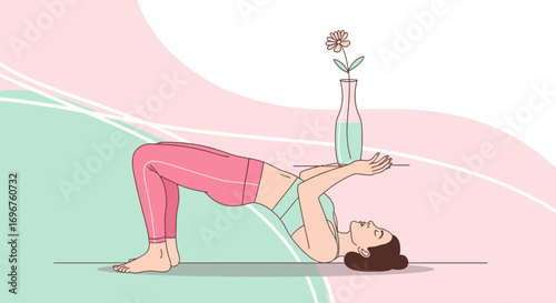 Elegant Bridge Pose with Flower Enhancing Tranquility and Peaceful Mindfulness