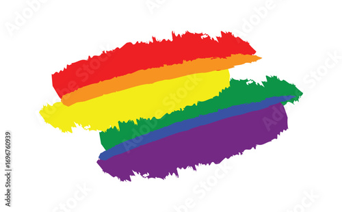 Rainbow pride flag inspired brush stroke design vector on transparent background