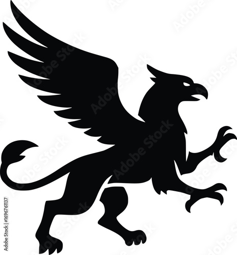 Majestic griffin silhouette mythical creature symbol powerful fantasy heraldry emblem icon