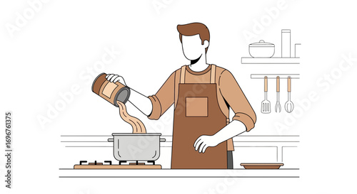 Culinary Creation: Person Preparing To Cook, Emphasizing The Act Of Pouring Ingredients