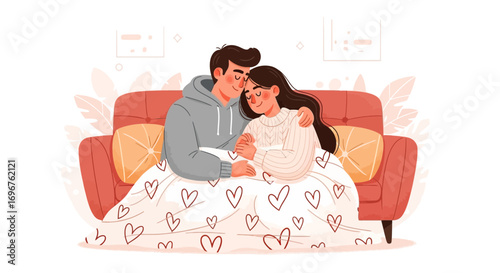 Embracing Affection: A Tender Moment Between Two Souls on a Comfortable Couch