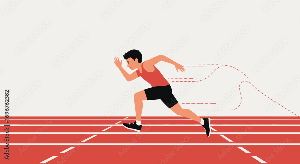 Obraz premium Energetic Athlete Sprinting Down Track Portraying The Spirit Of Competition And Dedication