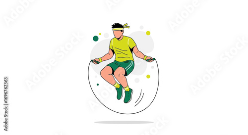 Energetic Athlete Jumping Rope, Engaging in Fitness, Staying Active and Healthy
