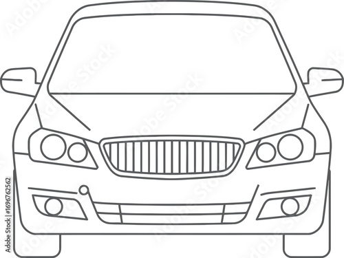 Simple Outline Front Car Automobile Vehicle Transportation Line Art Icon