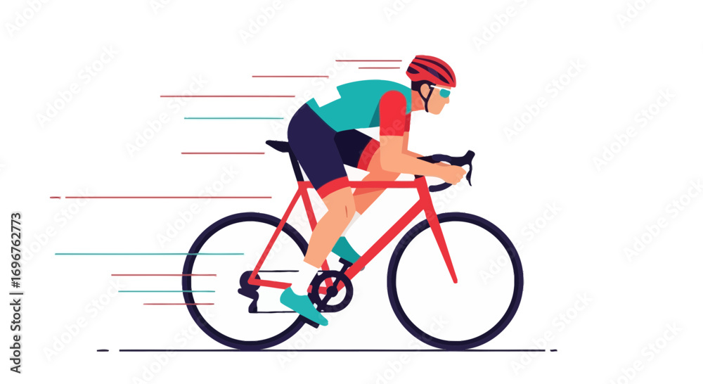 Obraz premium Cyclist Races With Speed And Focus Ahead Illustrating Energy And Dynamic Action