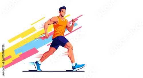 Energetic Figure Sprinting with Dynamic Abstract Strokes Showing Speed And Momentum