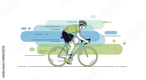 Cyclist Dynamic Illustration: Capturing Energy and Speed in Bicycle Race or Training