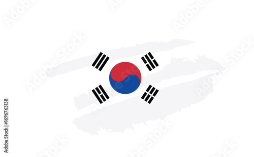 South Korea flag inspired brush stroke design vector on transparent background