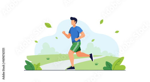 Energetic Runner Enjoying Outdoor Activity and Blissful Exercise in Refreshing Green Space