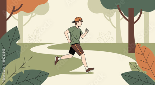Energetic Runner in Nature's Vast Outdoors, Achieving Wellness and Fitness Goals Beautifully