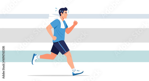 Energetic Runner in Motion, Fresh and Vigorous, Exercising Outdoors, Fitness Lifestyle