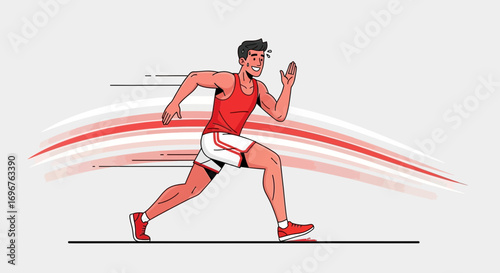 Energetic Runner Sprinting With Motion Lines, Illustrative Athlete, Dynamic Sport Illustration