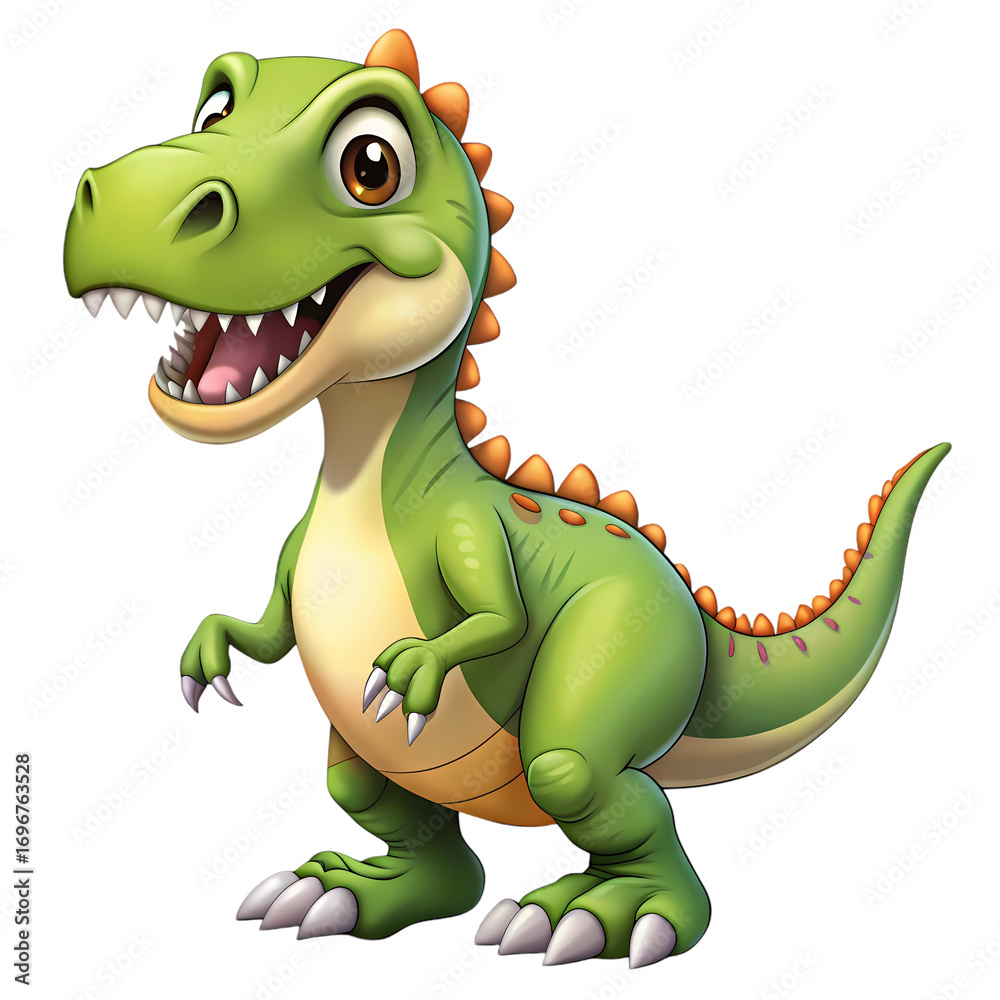 Fototapeta premium Cartoon Baby TRex Dinosaur Illustration Perfect for Childrens Books Educational Materials and Branding isolated on transparent background
