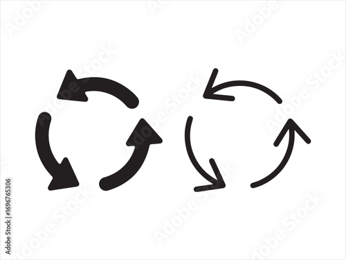 Recycle icon set isolated on white background, reuse and circular concept