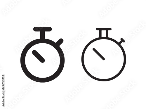 Stopwatch icon set isolated on white background, time management concept