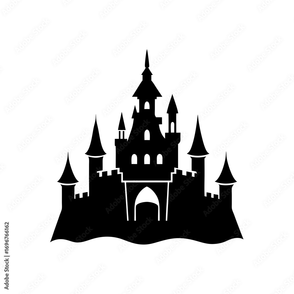 Fototapeta premium castle icon black silhouette vector illustration on transparent background
