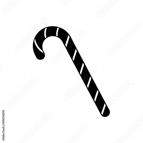 candy cane icon black silhouette vector illustration on transparent background