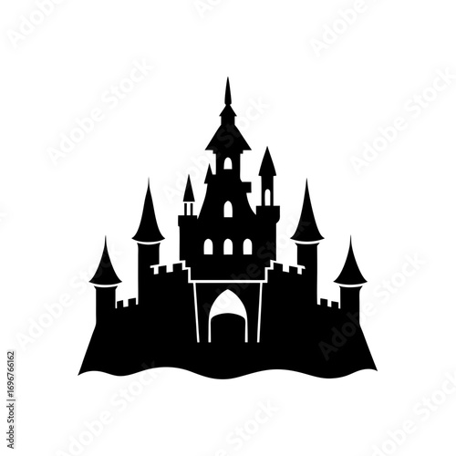 castle icon black silhouette vector illustration on transparent background