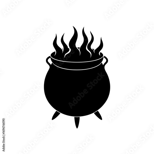 cauldron icon black silhouette vector illustration on transparent background