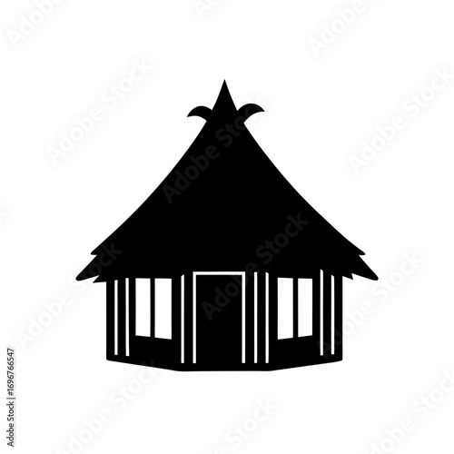hut icon black silhouette vector illustration on transparent background