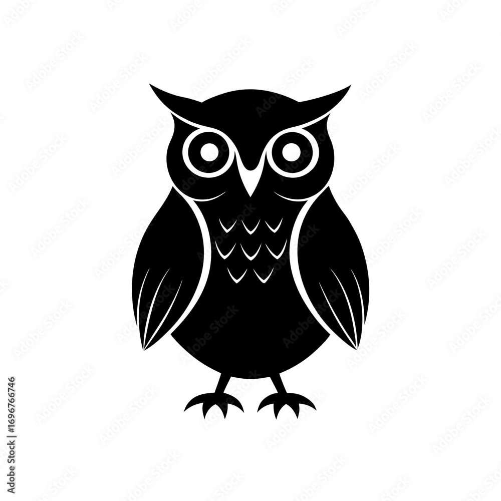 Fototapeta premium owl icon black silhouette vector illustration on transparent background