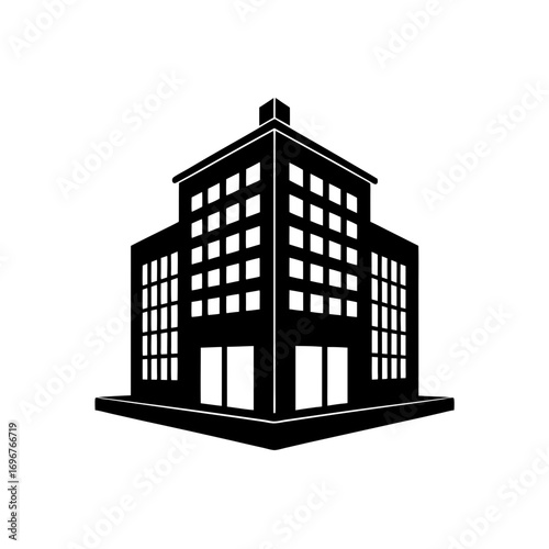 office building icon black silhouette vector illustration on transparent background