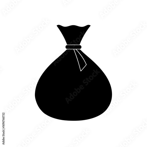 money bag icon black silhouette vector illustration on transparent background