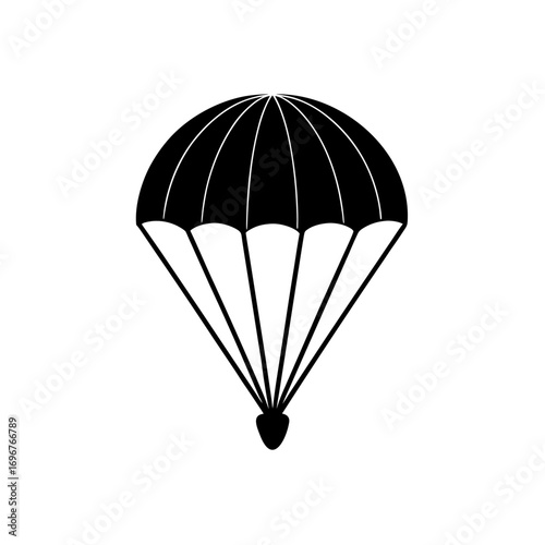 parachute icon black silhouette vector illustration on transparent background