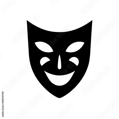 theater mask icon black silhouette vector illustration on transparent background