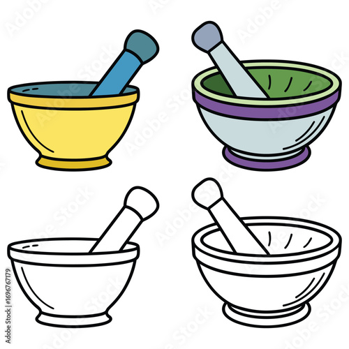 color vector Mortar and Pestle Vector Illustration