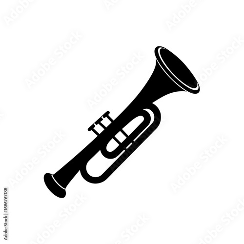trumpet icon black silhouette vector illustration on transparent background