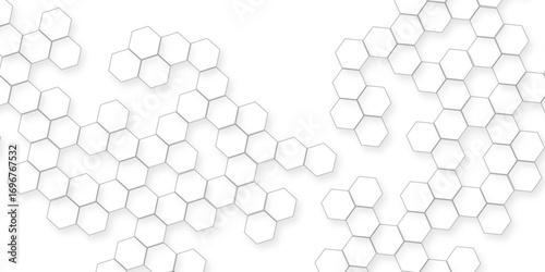 business concept abstract hexagon white abstract background with various arranging modern white hexagon patterns.