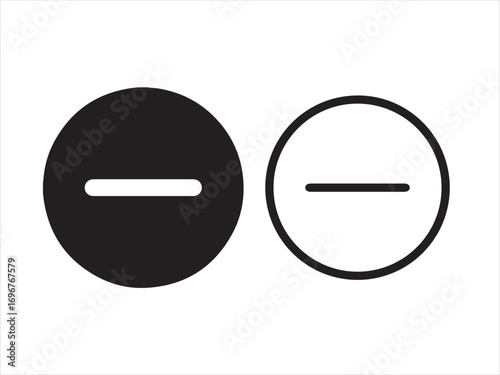 Minus sign in circle, representing subtraction isolated on white background