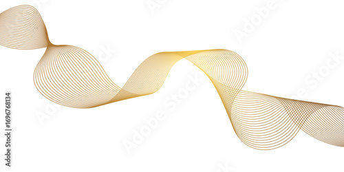 golden ribbon isolated on white background as geometric business concept abstract curved wave or blending lines.