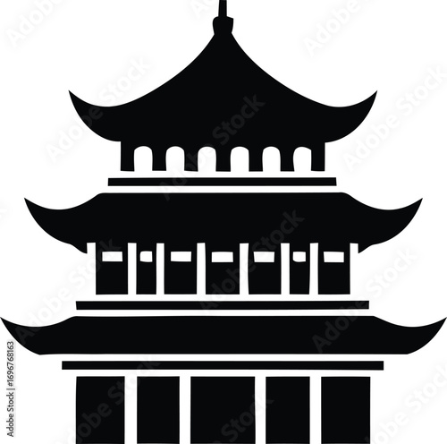 Traditional Asian Pagoda Architecture Silhouette Illustration - A Classic Symbol of Culture and History