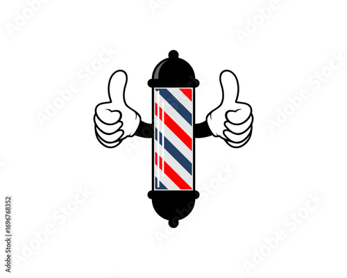 Happy Barber Pole Cartoon Mascot with Thumbs Up Sign