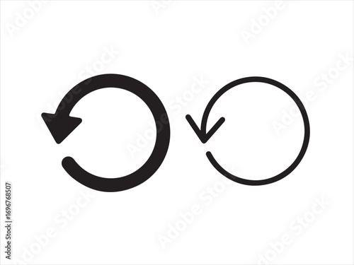 Two circular arrows pointing in opposite directions isolated on white background